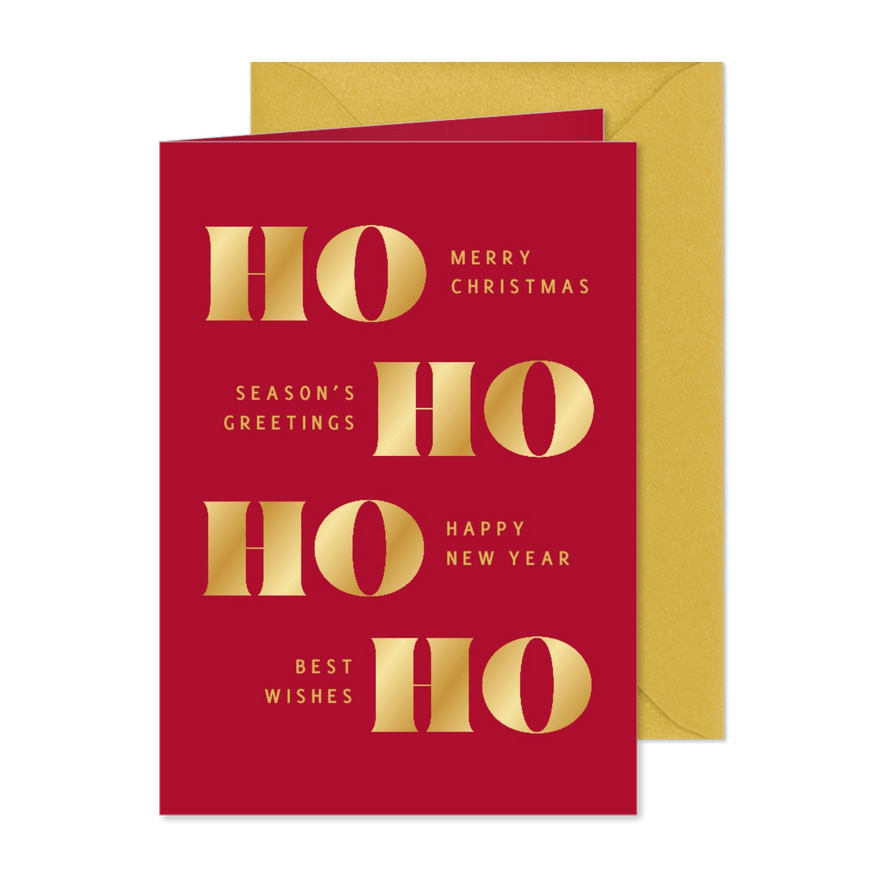 Originelle Weihnachtskarte 'Ho, ho, ho' - Karteneindruck
