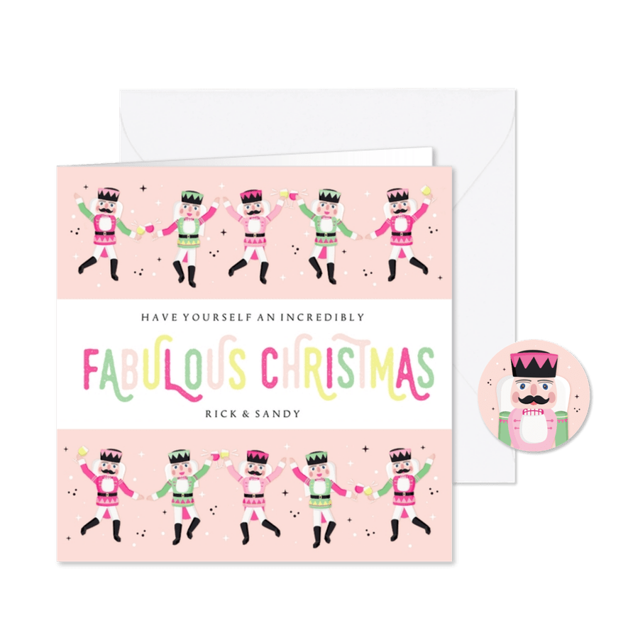 Originelle Weihnachtskarte tanzende Nussknacker - Karteneindruck