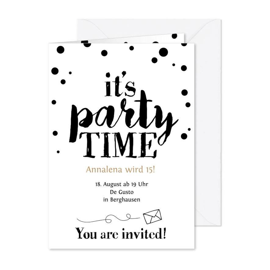 Party-Time Einladung zum 15. Geburtstag - Karteneindruck