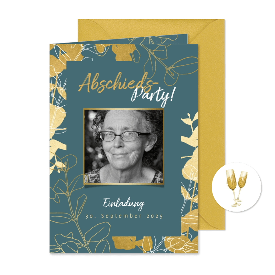 Partyeinladung Abschiedsparty mit Foto - Karteneindruck