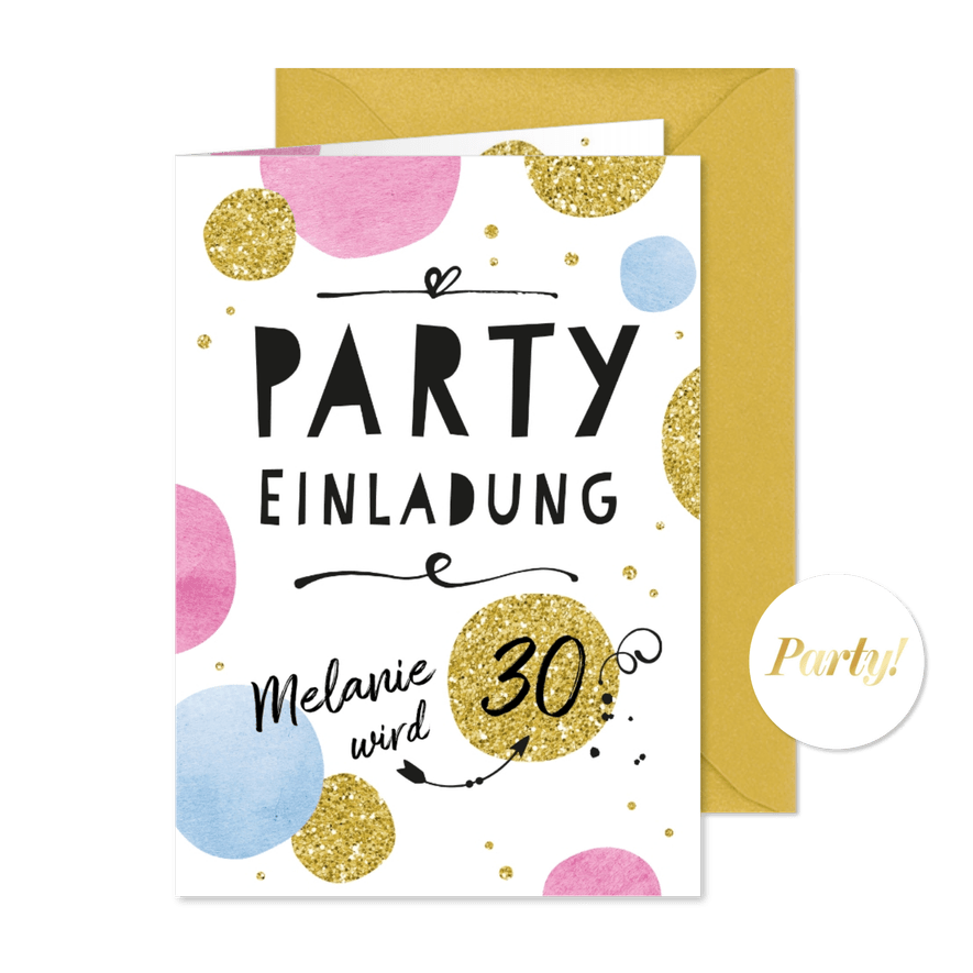 Partyeinladung Happy Dots - Karteneindruck
