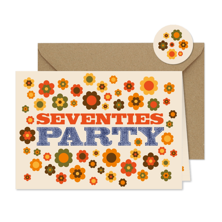 Partyeinladung Seventies Party - Karteneindruck