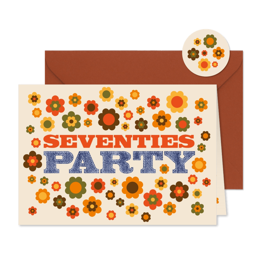Partyeinladung Seventies Party - Kartenvorschau