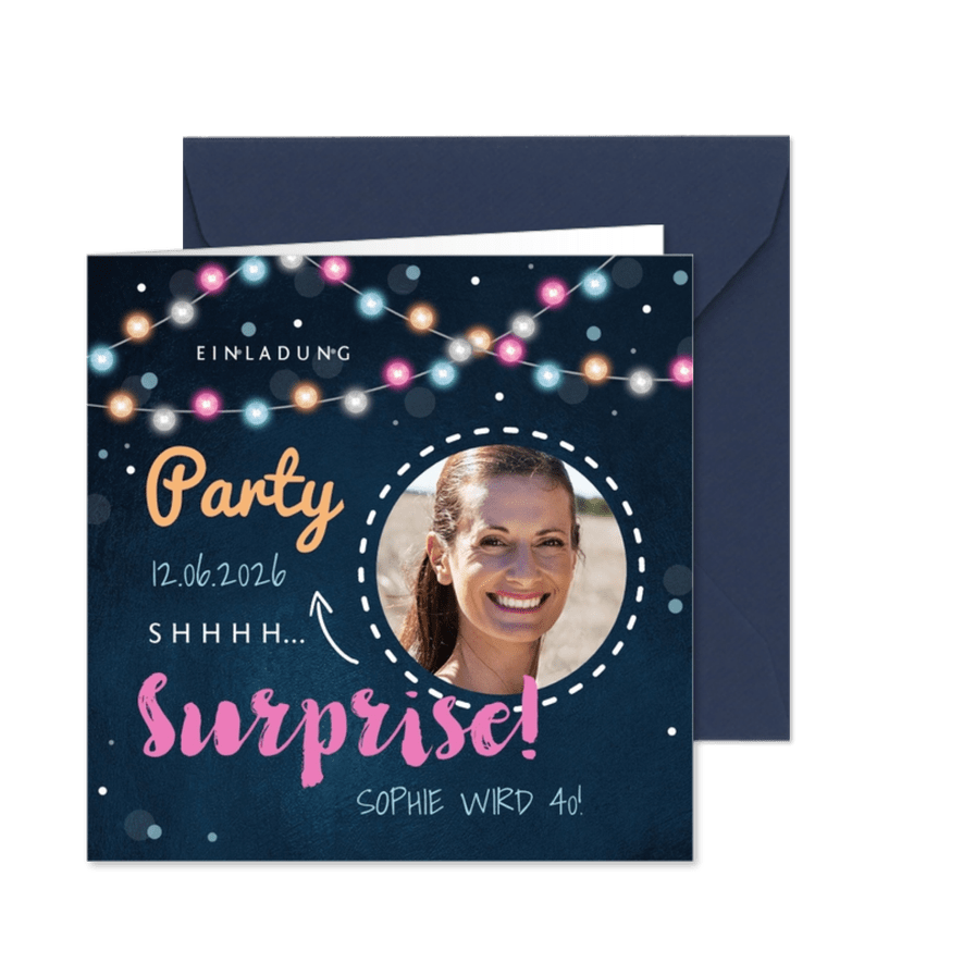 Partyeinladung Surpriseparty mit Foto - Kartenvorschau