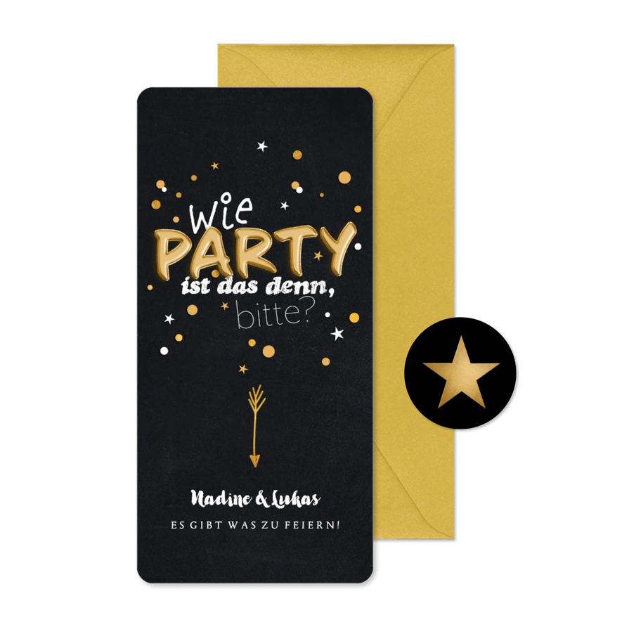 Partyeinladung Wie Party ist das denn bitte - Kartenvorschau
