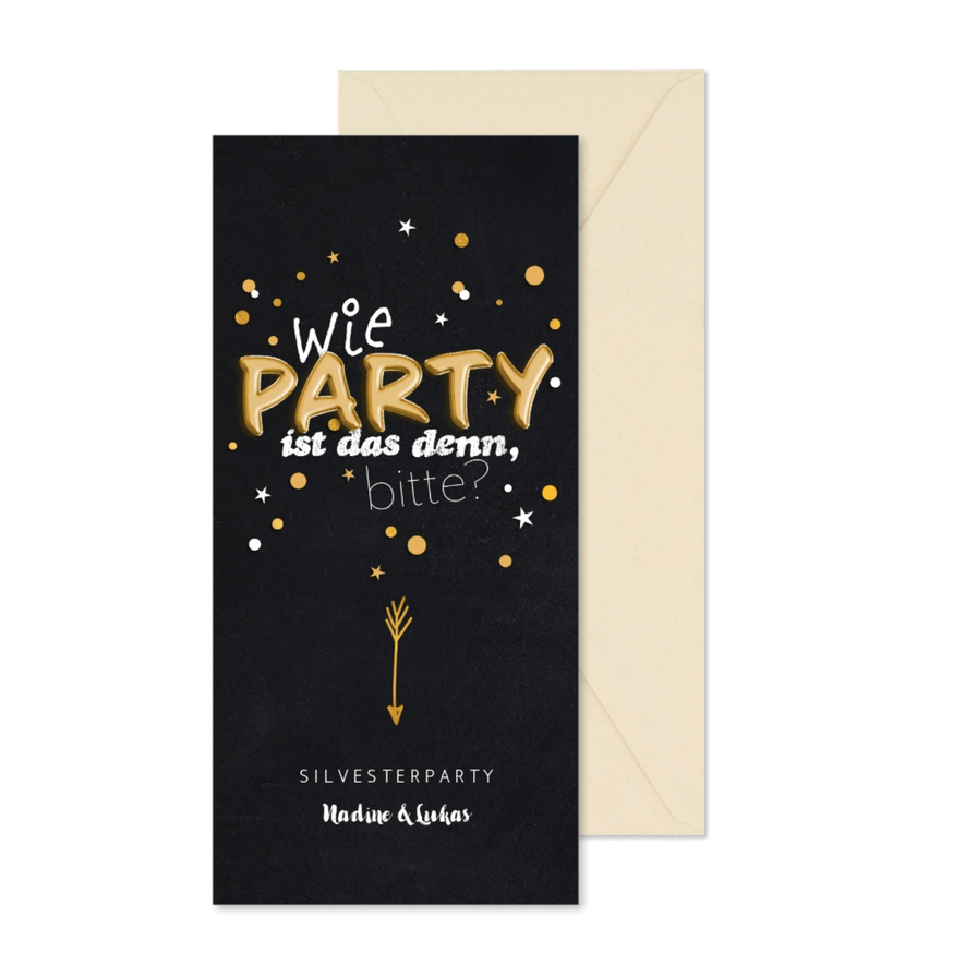Partyeinladung Wie Party ist das denn bitte - Karteneindruck