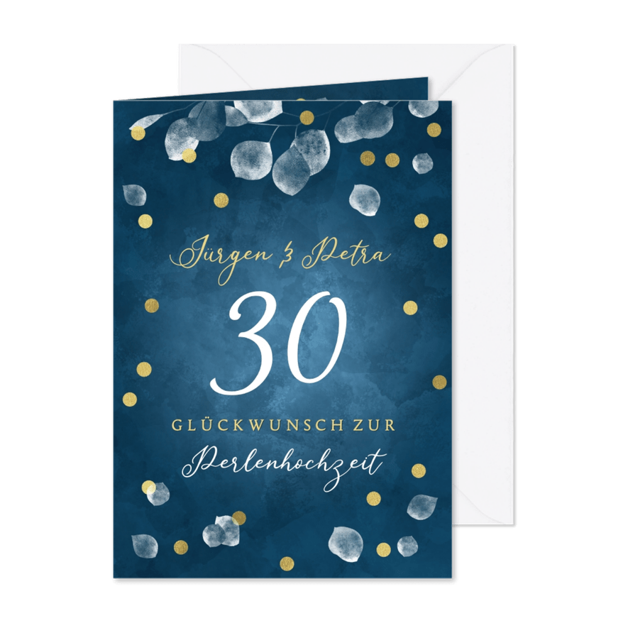 Perlenhochzeit Glückwunschkarte 30 Jahre - Karteneindruck