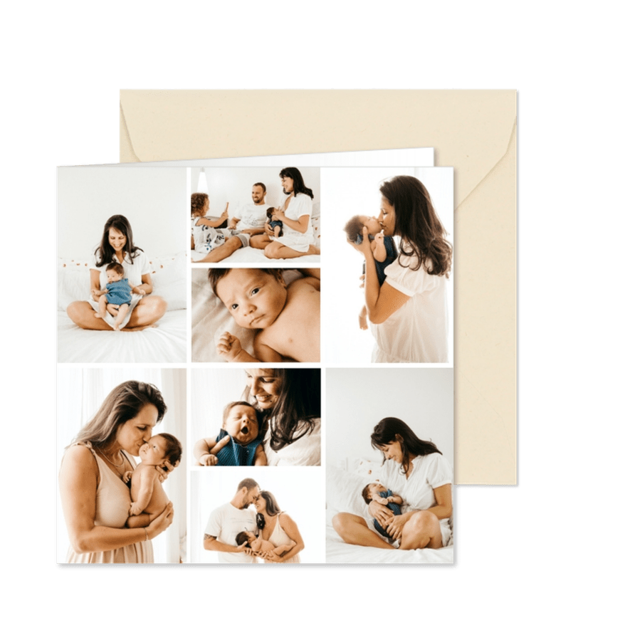 Quadratische Fotokarte acht Fotos - Karteneindruck
