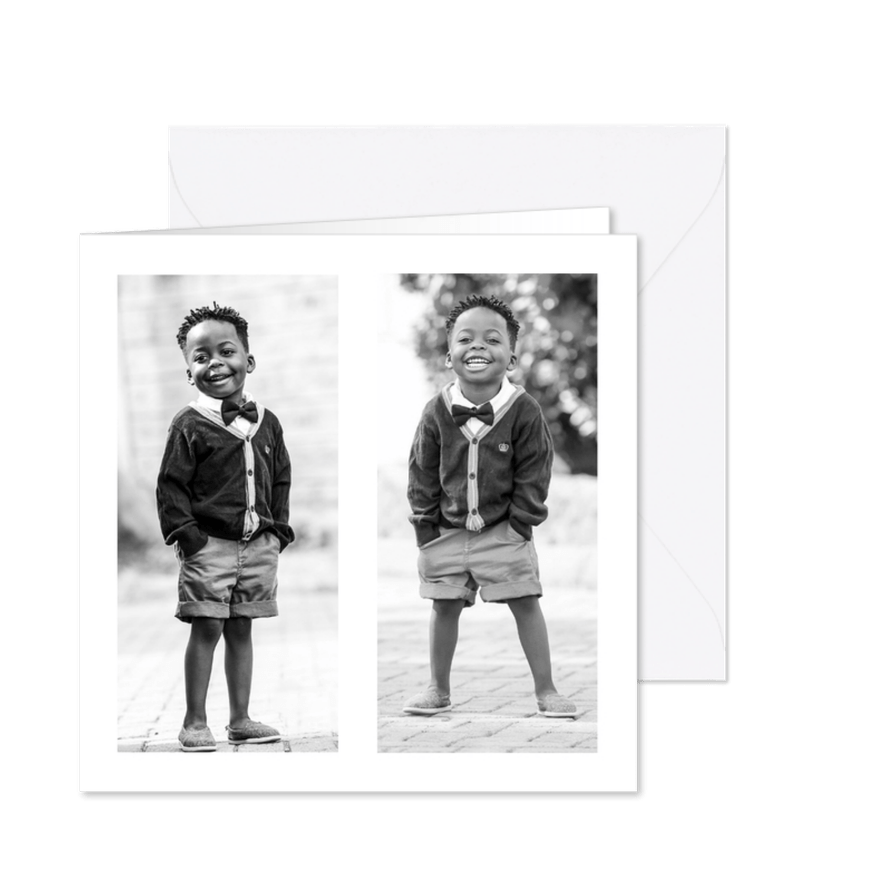 Quadratische Karte zwei Fotos - Karteneindruck
