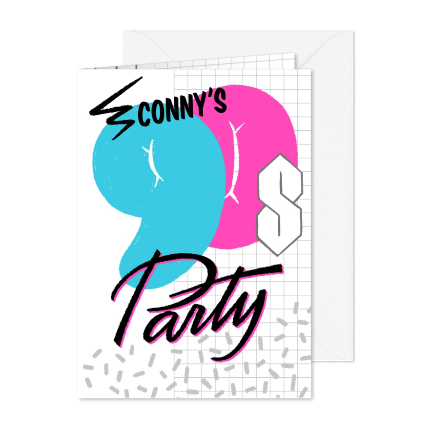 Retro Einladungskarte 90er - Karteneindruck
