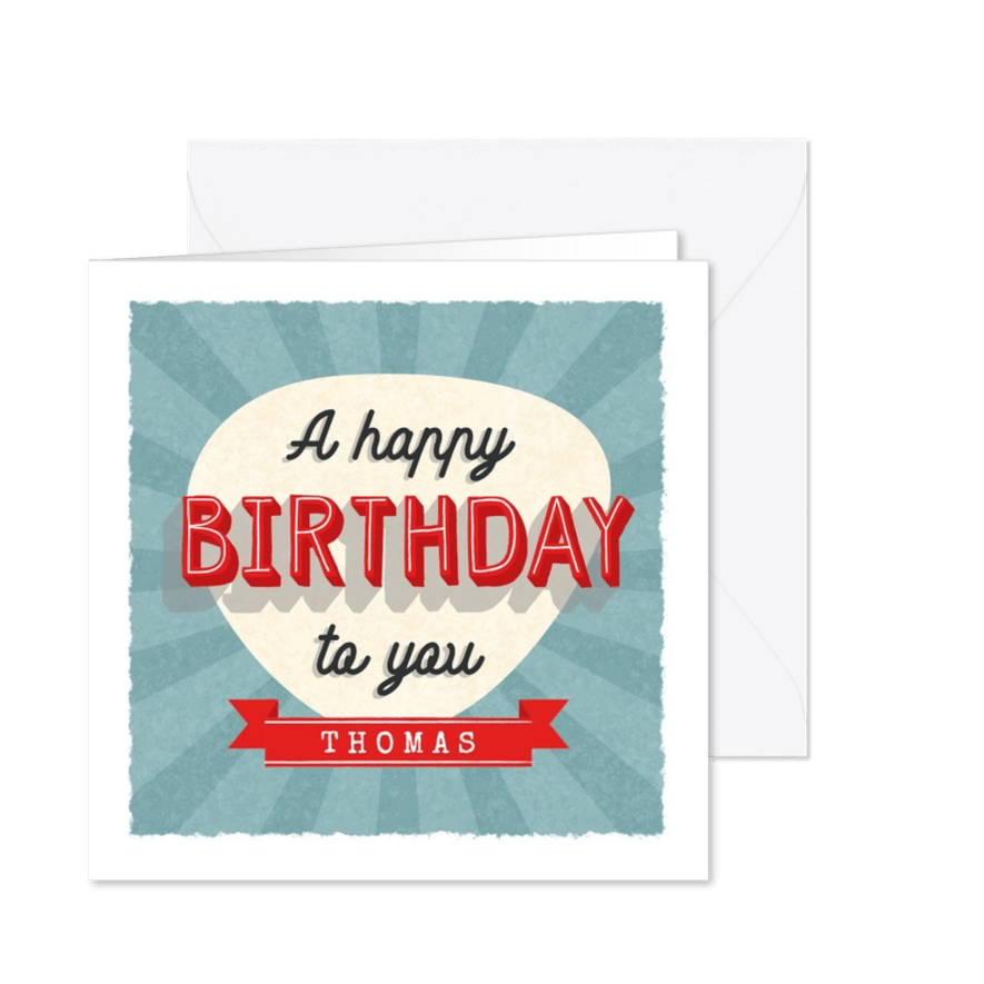 Retro Geburtstagskarte 'A happy birthday to you' - Karteneindruck