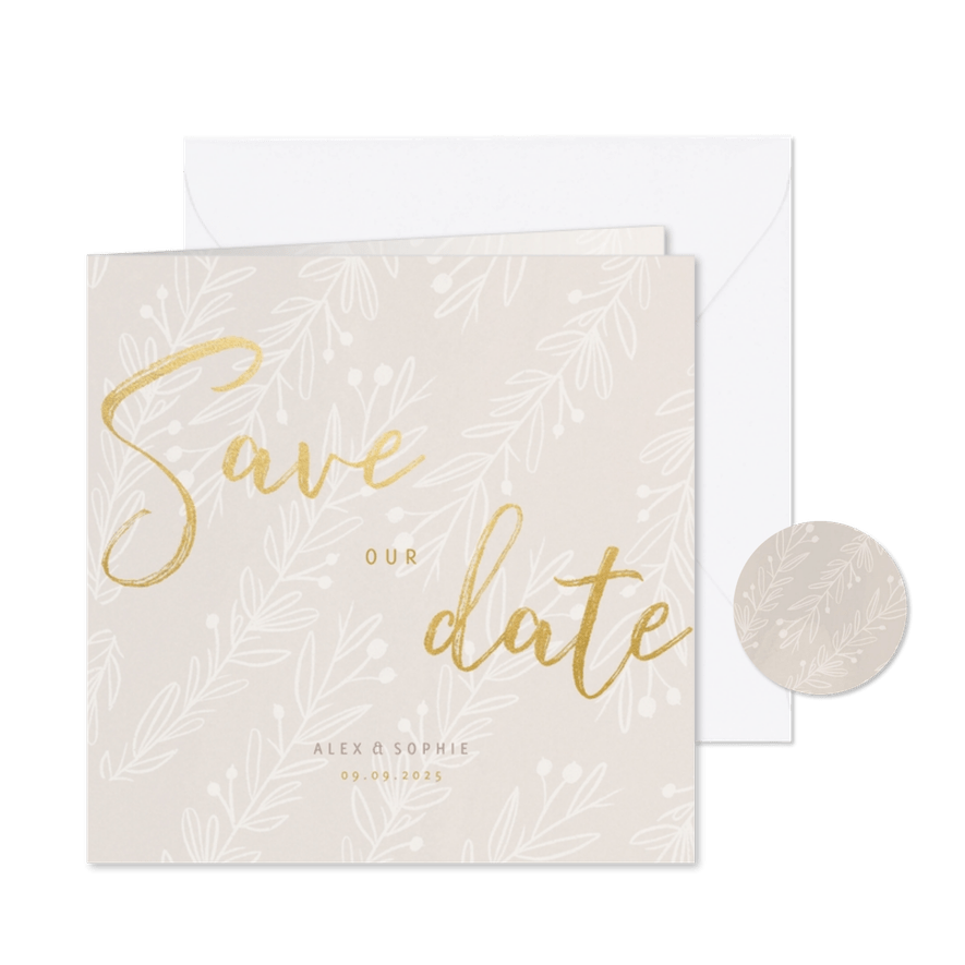 Save-our-Date-Karte zur Hochzeit feine Zweige - Karteneindruck