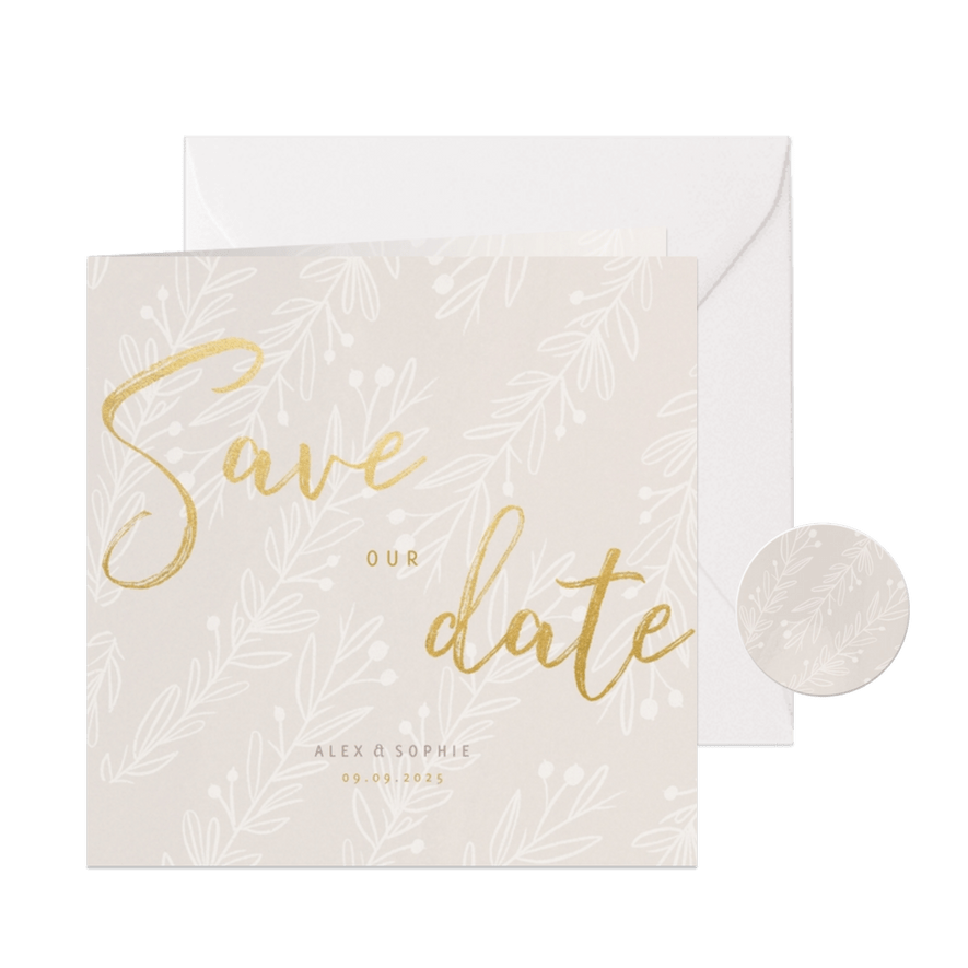 Save-our-Date-Karte zur Hochzeit feine Zweige - Karteneindruck
