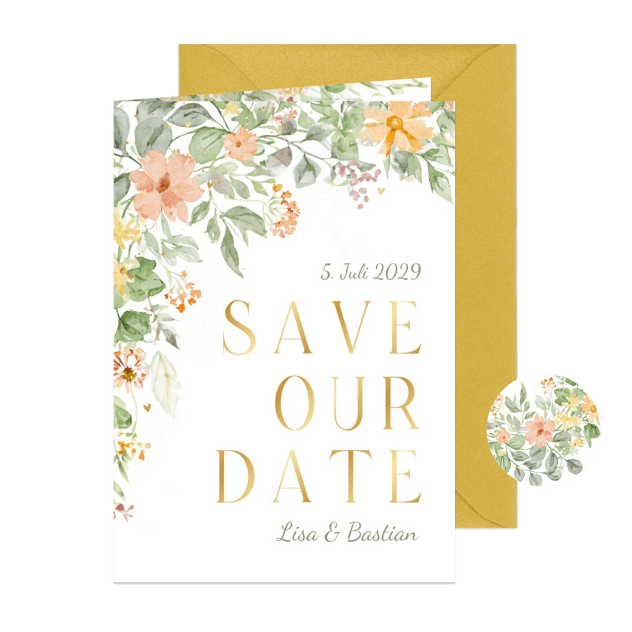 Save-Our-Date zur Hochzeit romantische Blumenranken - Karteneindruck
