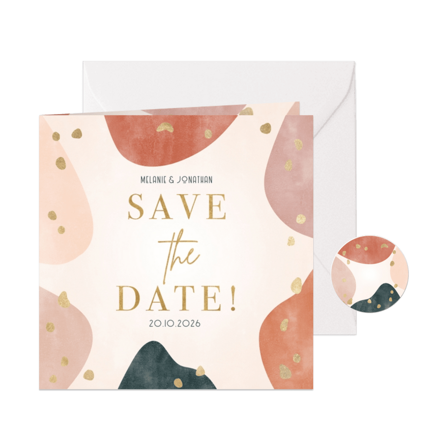 Save the Date Hochzeitskarte geometrisch & organisch - Karteneindruck
