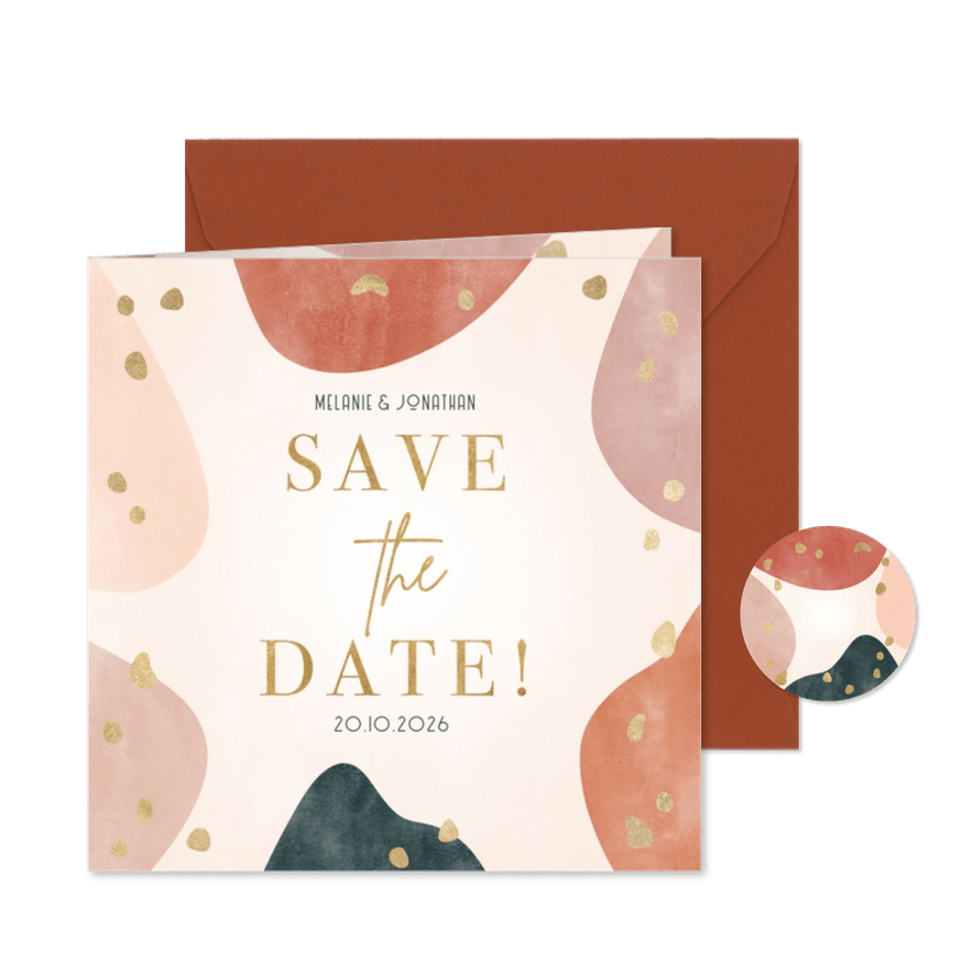 Save the Date Hochzeitskarte geometrisch & organisch - Karteneindruck
