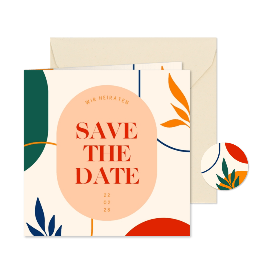Save-the-Date-Karte Abstrakte Kunst - Karteneindruck