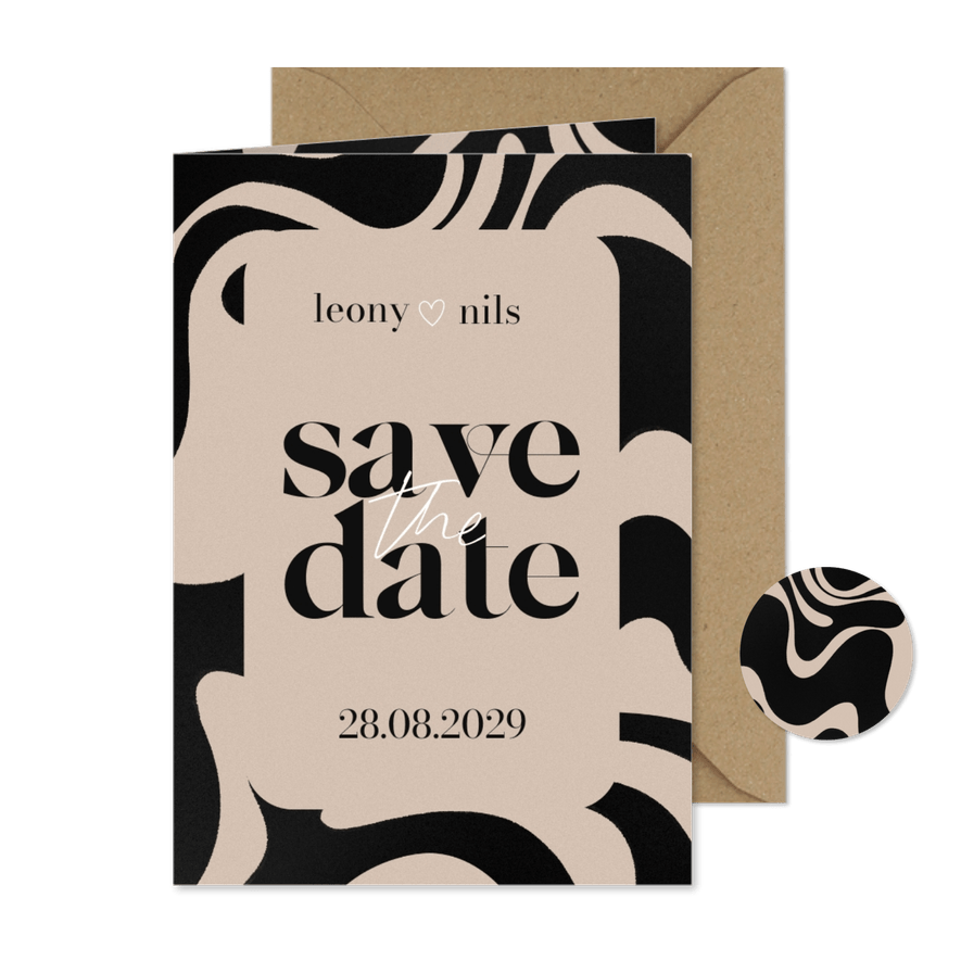 Save-The-Date-Karte abstrakte Wellenform - Karteneindruck
