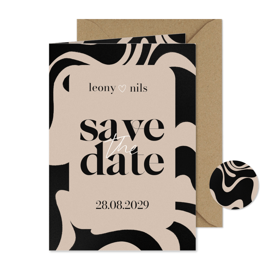Save-The-Date-Karte abstrakte Wellenform - Karteneindruck