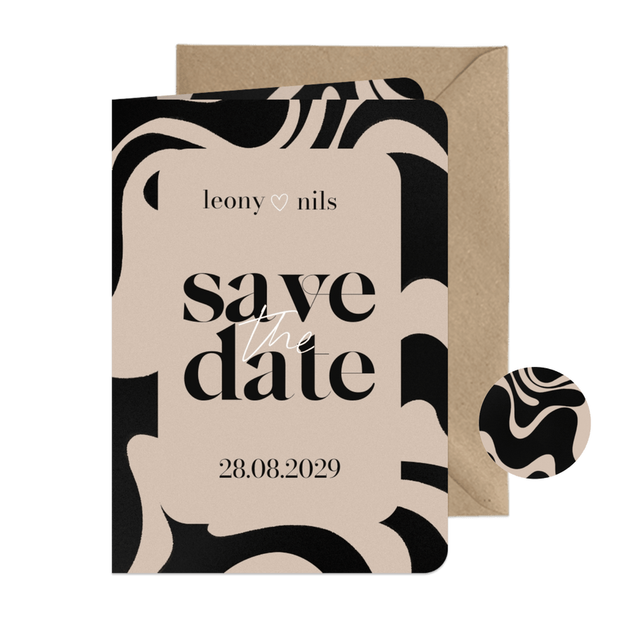 Save-The-Date-Karte abstrakte Wellenform - Karteneindruck
