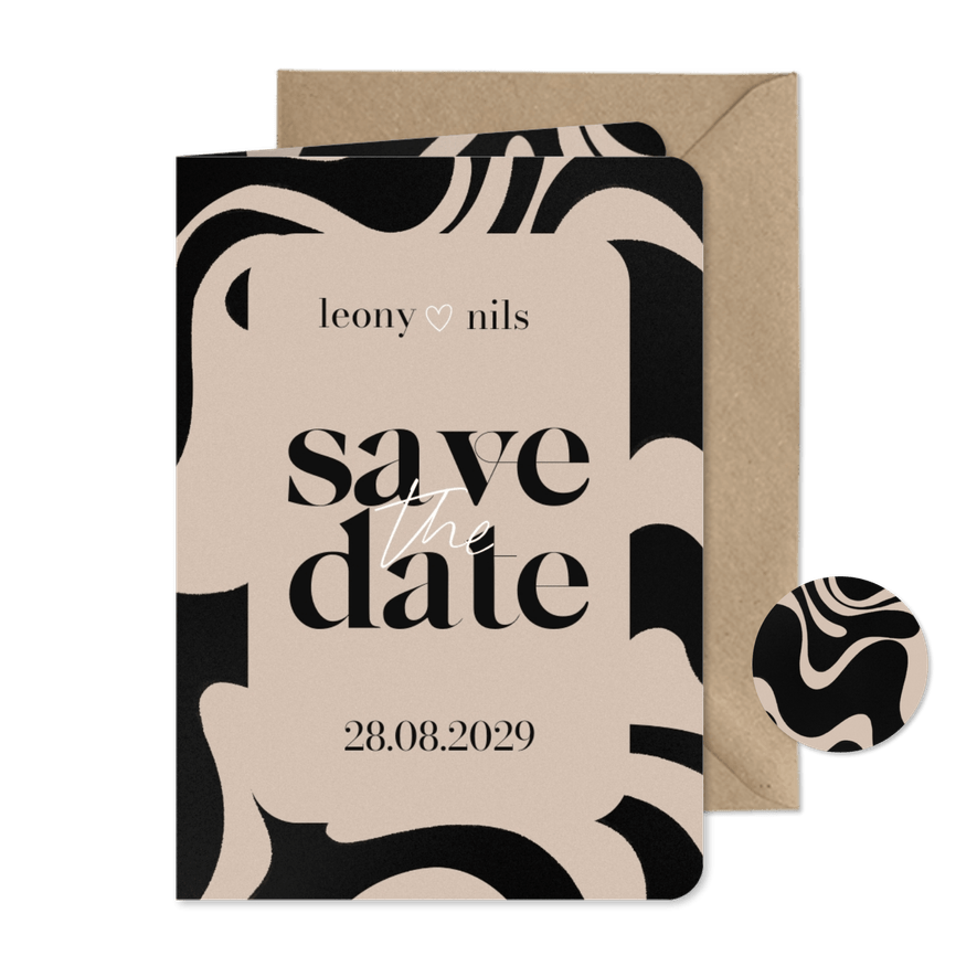 Save-The-Date-Karte abstrakte Wellenform - Karteneindruck
