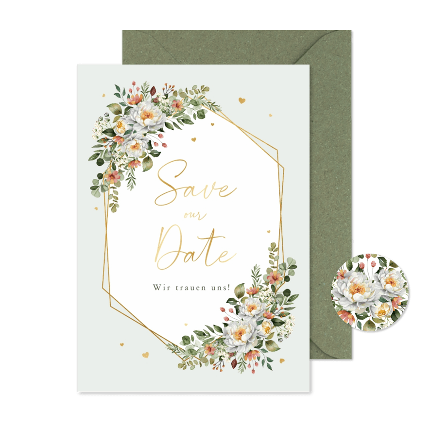 Save-The-Date-Karte Blumenbukett - Karteneindruck