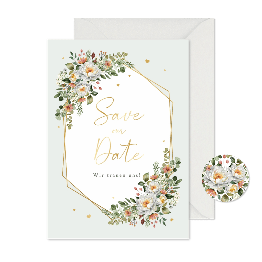 Save-The-Date-Karte Blumenbukett - Karteneindruck
