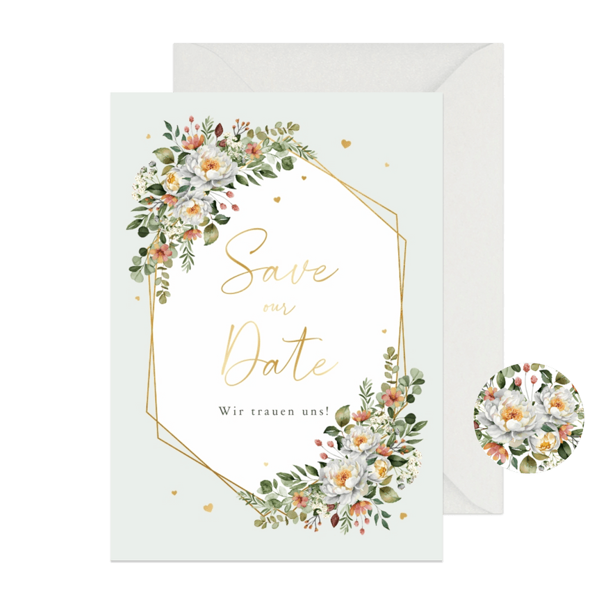 Save-The-Date-Karte Blumenbukett - Karteneindruck
