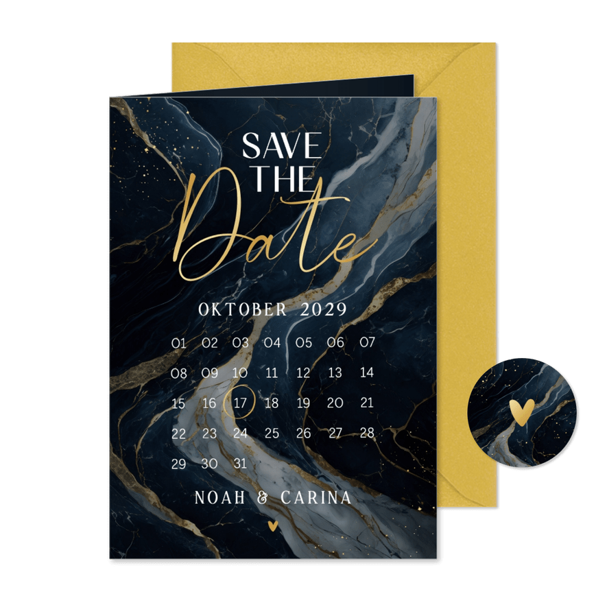 Save-The-Date-Karte dunkler Marmor - Karteneindruck
