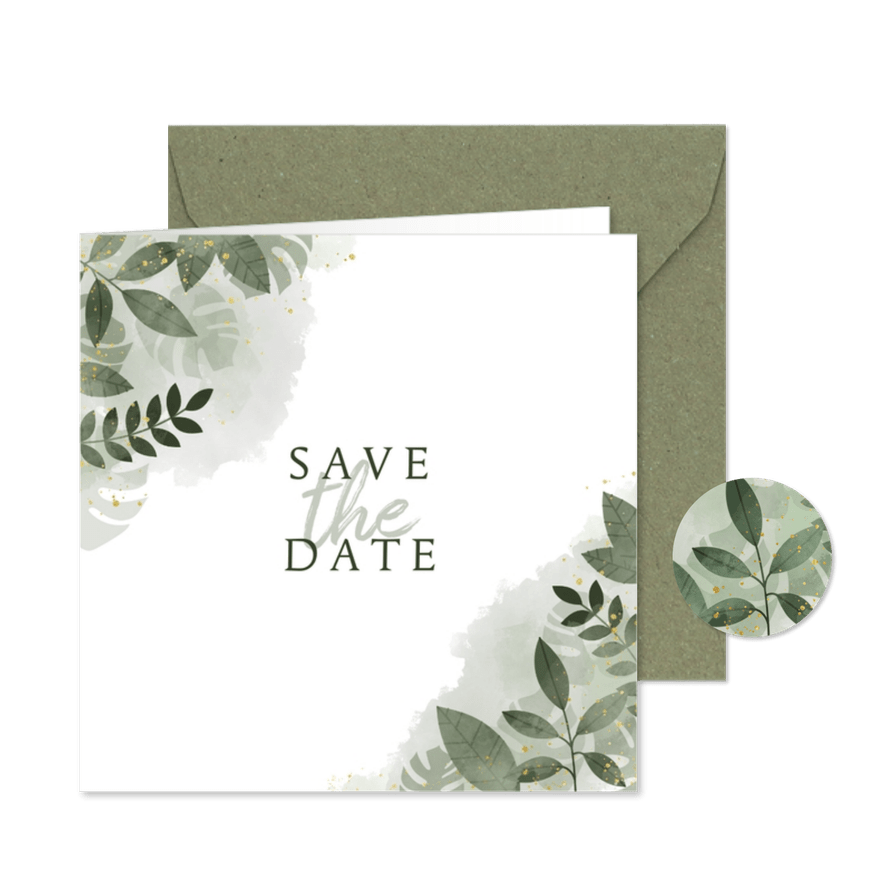 Save-the-Date-Karte Hochzeit botanisch mit eigenem Foto - Karteneindruck
