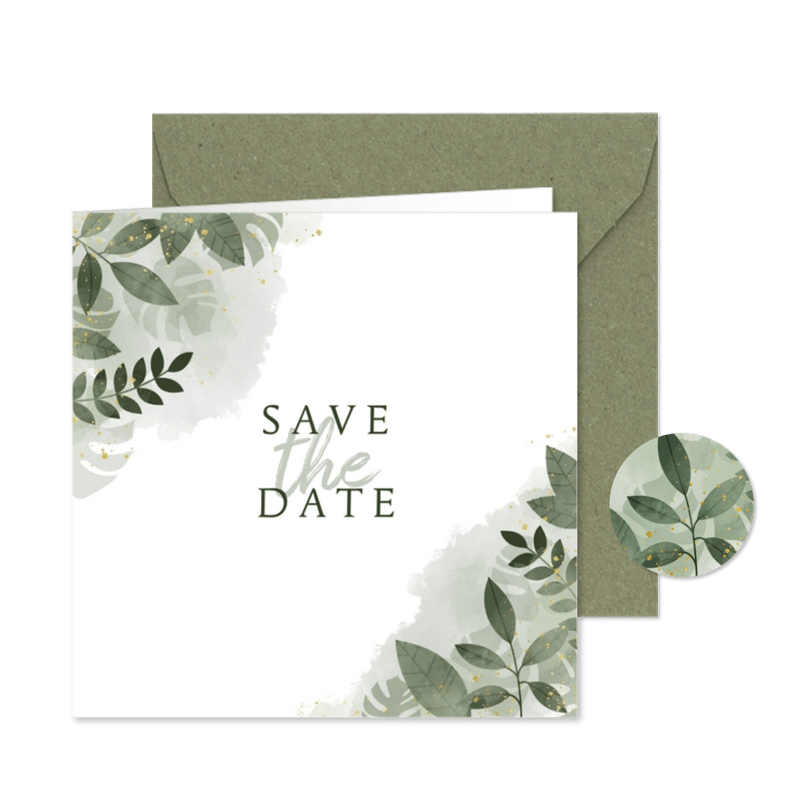 Save-the-Date-Karte Hochzeit botanisch mit eigenem Foto - Kartenvorschau
