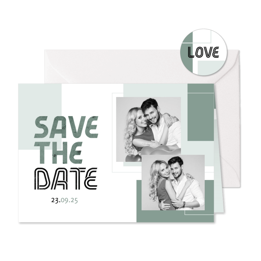 Save-the-Date-Karte Hochzeit Design abstrakt eigene Fotos - Karteneindruck
