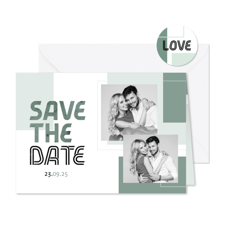 Save-the-Date-Karte Hochzeit Design abstrakt eigene Fotos - Karteneindruck