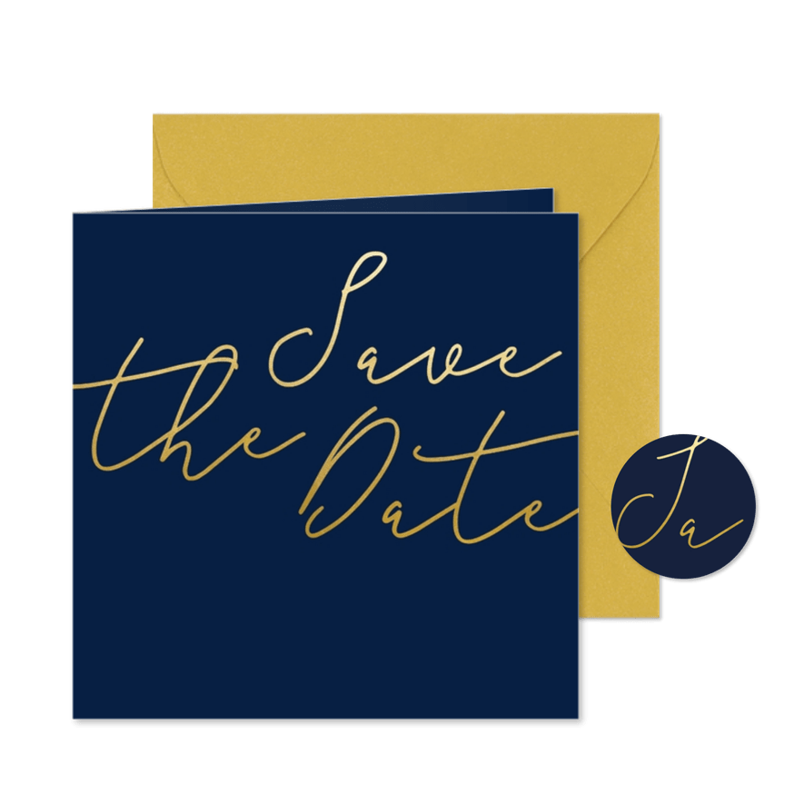 Save-the-Date-Karte Hochzeit Goldene Schrift - Karteneindruck