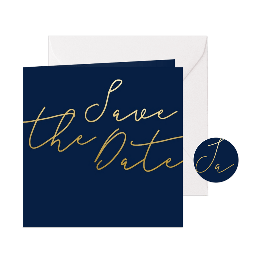 Save-the-Date-Karte Hochzeit Goldene Schrift - Karteneindruck
