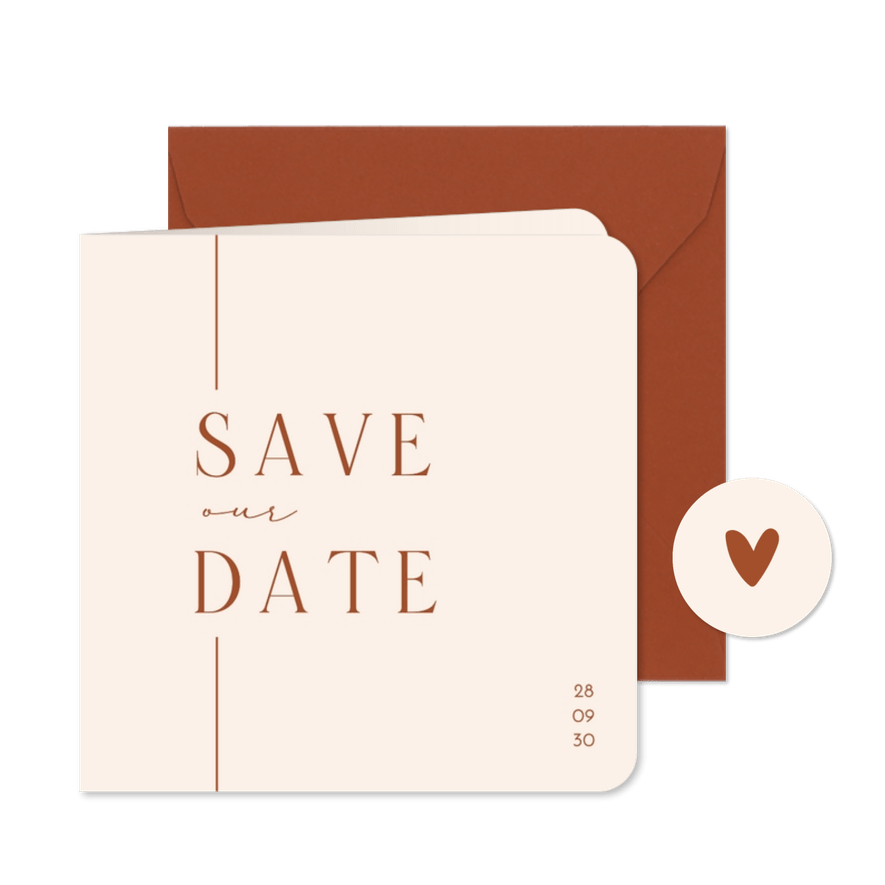 Save the Date Karte Hochzeit schlichtes Beige mit Linien - Kartenvorschau
