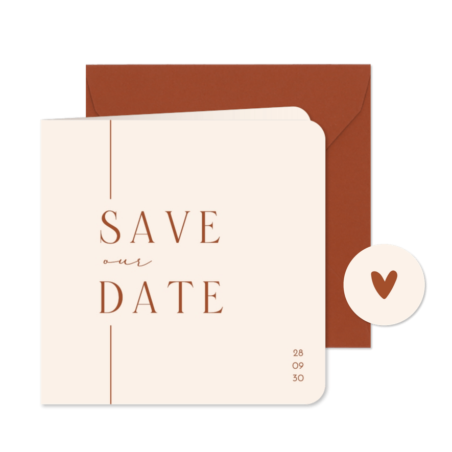 Save the Date Karte Hochzeit schlichtes Beige mit Linien - Karteneindruck