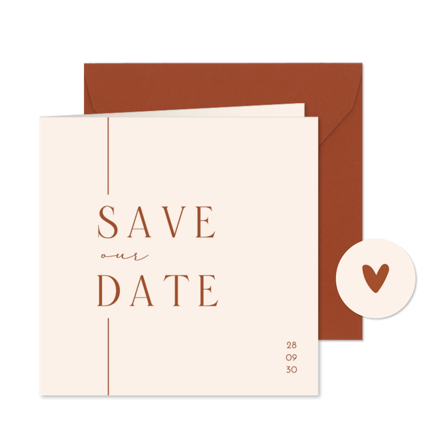 Save the Date Karte Hochzeit schlichtes Beige mit Linien - Karteneindruck
