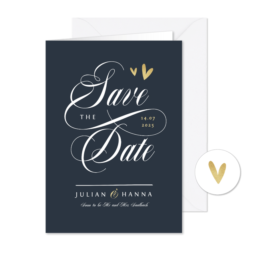 Save-the-Date-Karte Hochzeit Schreibschrift - Karteneindruck
