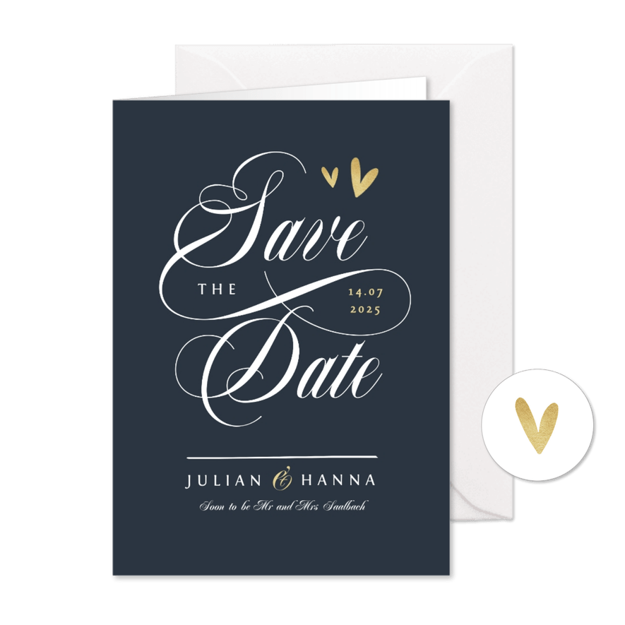 Save-the-Date-Karte Hochzeit Schreibschrift - Karteneindruck
