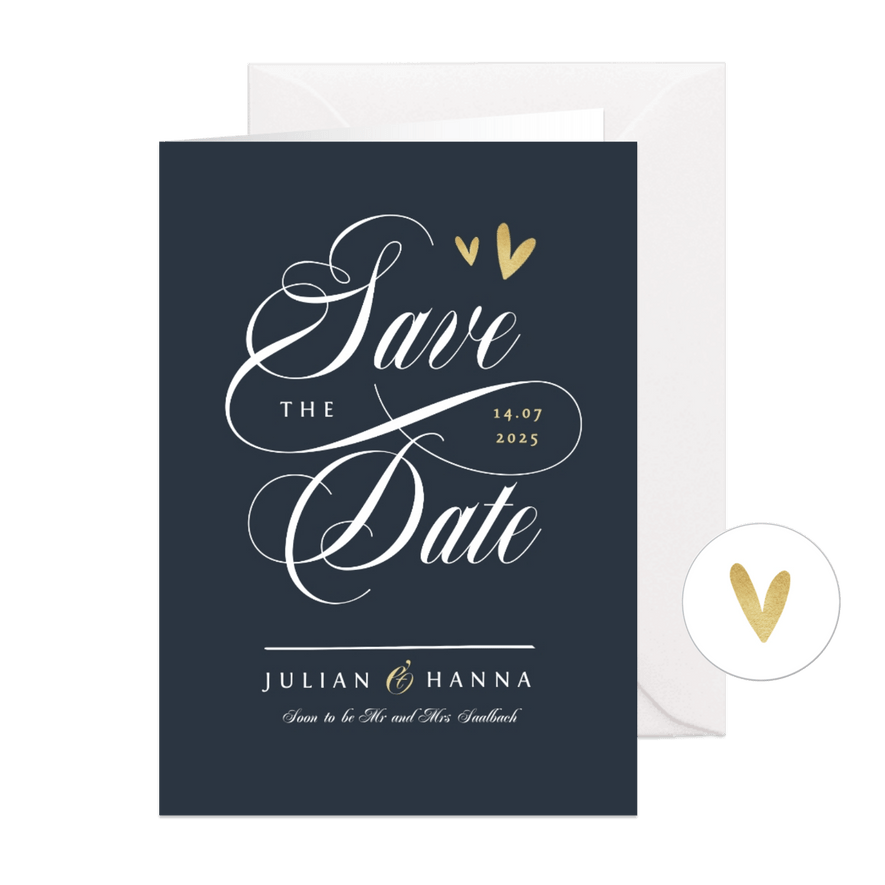 Save-the-Date-Karte Hochzeit Schreibschrift - Karteneindruck
