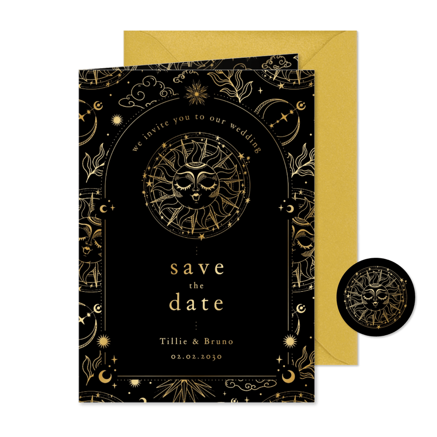 Save the Date Karte Hochzeit Tattoo Astrologie Sonne - Karteneindruck
