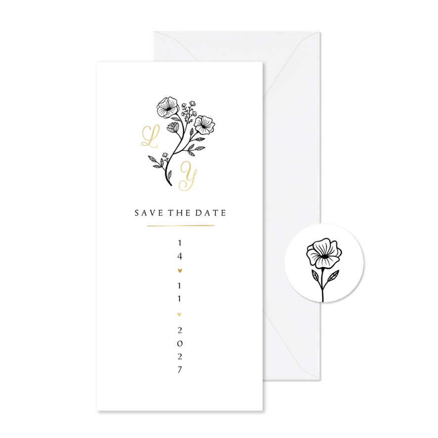 Save the Date Karte Illustration klassisch - Karteneindruck