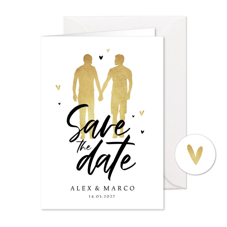 Save-the-Date-Karte Männer in Silhouette - Karteneindruck
