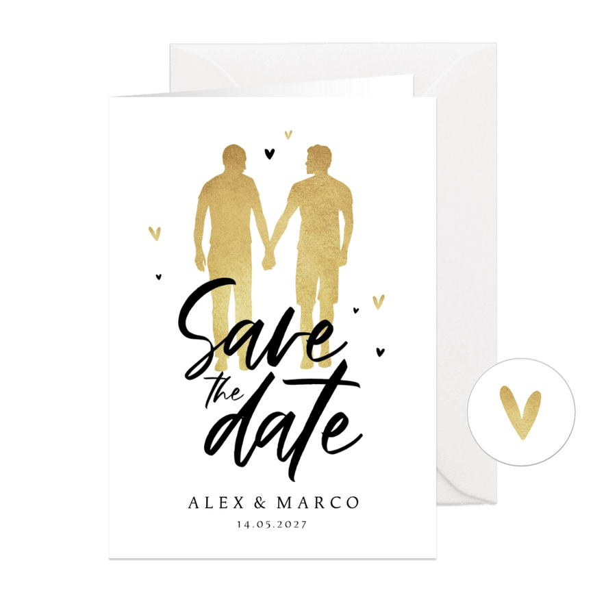 Save-the-Date-Karte Männer in Silhouette - Karteneindruck
