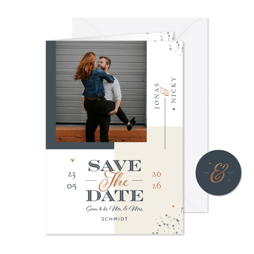 Save-the-Date-Karte mit Foto grafisch - Karteneindruck
