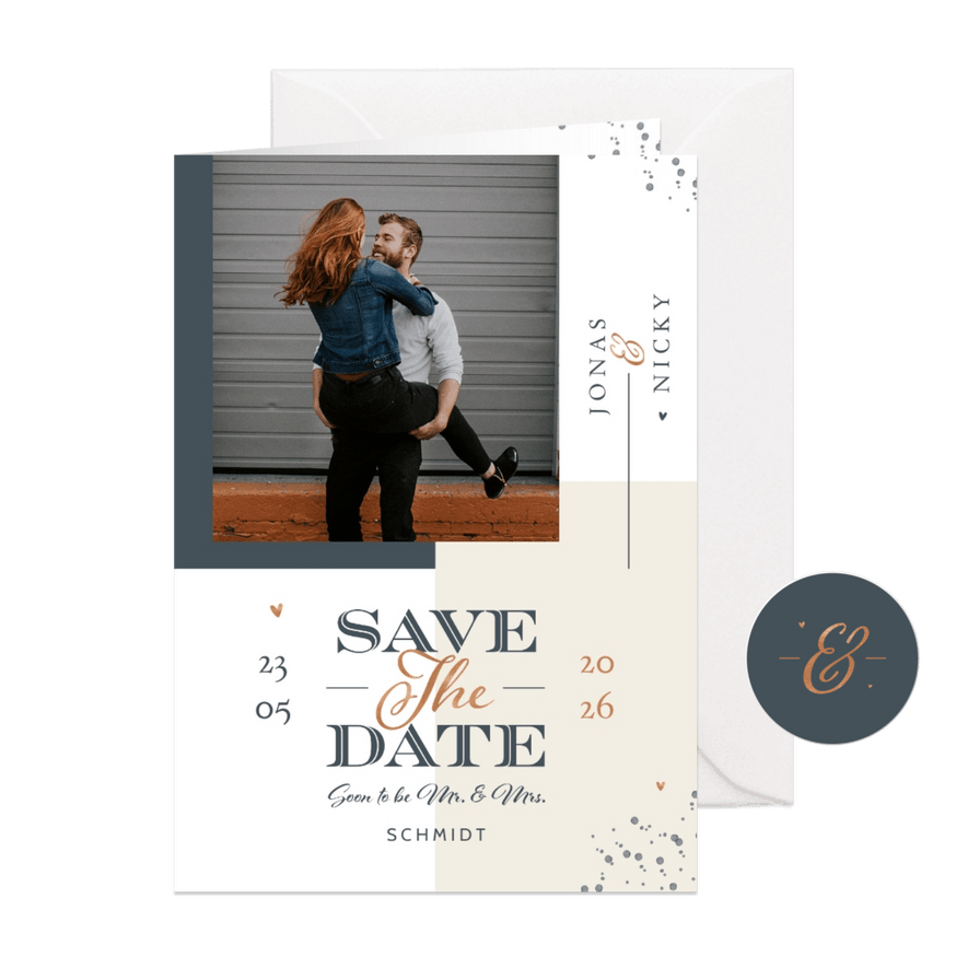 Save-the-Date-Karte mit Foto grafisch - Karteneindruck
