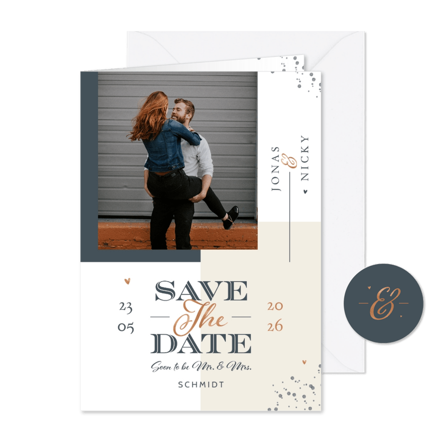 Save-the-Date-Karte mit Foto grafisch - Karteneindruck