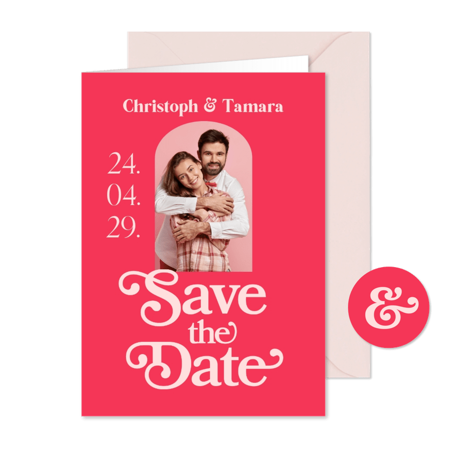 Save-The-Date-Karte Retro-Optik - Karteneindruck