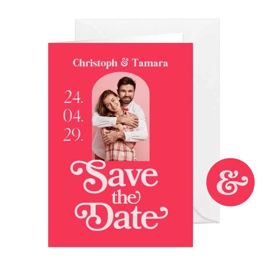 Save-The-Date-Karte Retro-Optik - Karteneindruck
